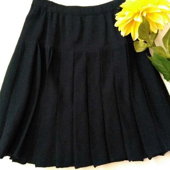 St. John Basics Womens Navy Drop Waist Pleat Skirt - Picture 2 of 4